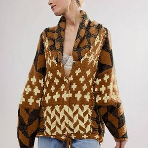 Brown and Cream Patterned Sweater
